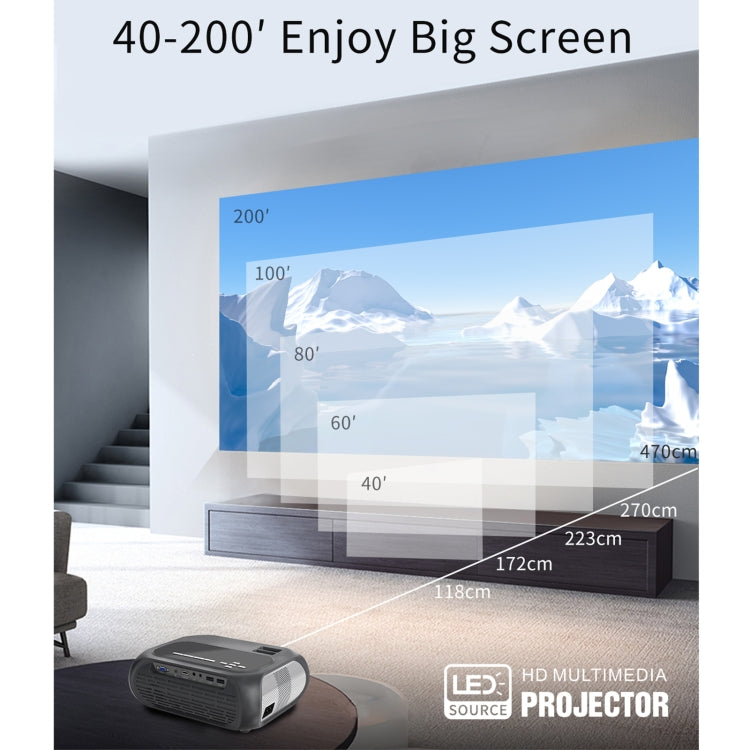 T7i 720P 200 ANSI Home Theater LED HD Digital Projector, Basic Version, US Plug(Silver Grey) - LED Projector by PMC Jewellery | Online Shopping South Africa | PMC Jewellery | Buy Now Pay Later Mobicred