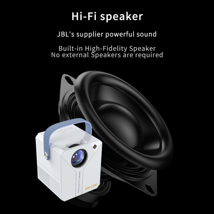 Q96 E300 Intelligent Portable HD 4K Projector, UK Plug, Specification: Phone Screen Version(White) - Mini Projector by PMC Jewellery | Online Shopping South Africa | PMC Jewellery | Buy Now Pay Later Mobicred