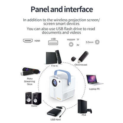 Q96 E300 Intelligent Portable HD 4K Projector, EU Plug, Specification: Phone Screen Version(White) - Mini Projector by PMC Jewellery | Online Shopping South Africa | PMC Jewellery | Buy Now Pay Later Mobicred