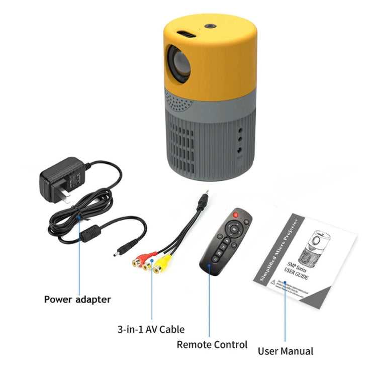 T400 100 inch Screen 3000 Lumens LED Mini Projector, Plug Type:US Plug(Grey Yellow) - Mini Projector by PMC Jewellery | Online Shopping South Africa | PMC Jewellery | Buy Now Pay Later Mobicred