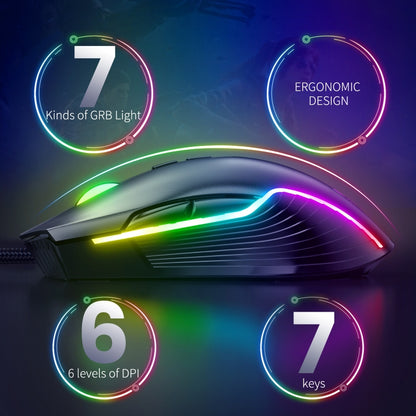 ONIKUMA CW905 RGB Lighting Wired Mouse(Black) - Wired Mice by ONIKUMA | Online Shopping South Africa | PMC Jewellery | Buy Now Pay Later Mobicred