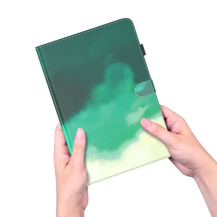 For Samsung Galaxy Tab S9 Watercolor Pattern Flip Leather Tablet Case(Cyan Green) - Galaxy Tab S9 Cases by PMC Jewellery | Online Shopping South Africa | PMC Jewellery | Buy Now Pay Later Mobicred