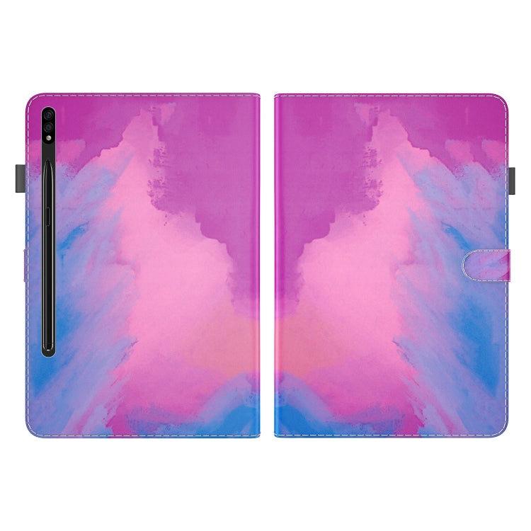 For Samsung Galaxy Tab S9 Watercolor Pattern Flip Leather Tablet Case(Purple Red) - Galaxy Tab S9 Cases by PMC Jewellery | Online Shopping South Africa | PMC Jewellery | Buy Now Pay Later Mobicred