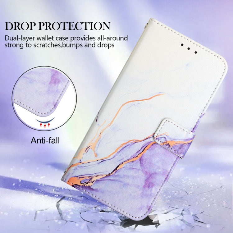 For Xiaomi Redmi Note 9S / Note 9 Pro / Note 9 Pro Max PT003 Marble Pattern Flip Leather Phone Case(White Purple LS006) - Xiaomi Cases by PMC Jewellery | Online Shopping South Africa | PMC Jewellery | Buy Now Pay Later Mobicred