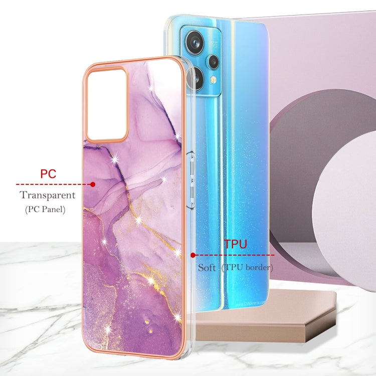 For Realme 9 Pro+ Electroplating Marble Pattern Dual-side IMD TPU Phone Case(Purple 001) - Realme Cases by PMC Jewellery | Online Shopping South Africa | PMC Jewellery | Buy Now Pay Later Mobicred