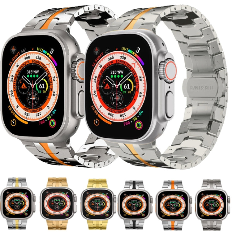 Steel Watch Band For Apple Watch Series 9&8&7 41mm / SE 3&SE 2&6&SE&5&4 40mm / 3&2&1 38mm(Titanium Orange) - Watch Bands by PMC Jewellery | Online Shopping South Africa | PMC Jewellery