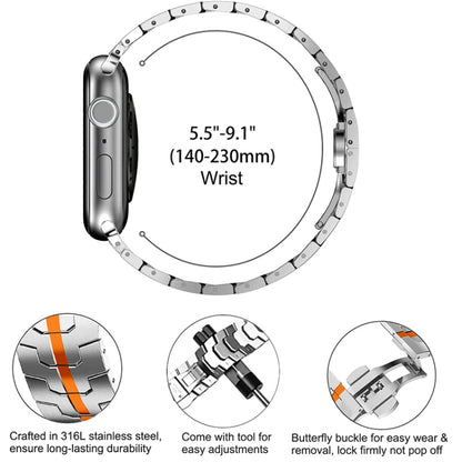 Steel Watch Band For Apple Watch Ultra 49mm&Watch Ultra 2 49mm / Series 9&8&7 45mm / SE 3&SE 2&6&SE&5&4 44mm / 3&2&1 42mm(Silver Orange) - Watch Bands by PMC Jewellery | Online Shopping South Africa | PMC Jewellery