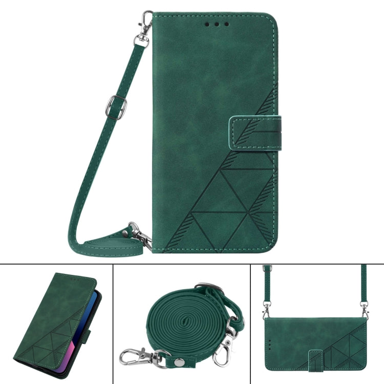 For Samsung Galaxy A03 Core Crossbody 3D Embossed Flip Leather Phone Case(Dark Green) - Galaxy Phone Cases by PMC Jewellery | Online Shopping South Africa | PMC Jewellery