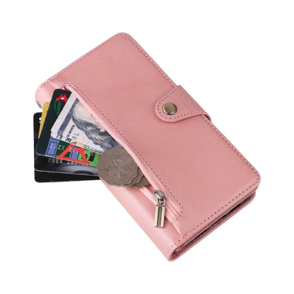 For Google Pixel 3A XL Rivet Buckle 9 Cards Three Fold Leather Phone Case(Rose Gold) - Google Cases by PMC Jewellery | Online Shopping South Africa | PMC Jewellery | Buy Now Pay Later Mobicred