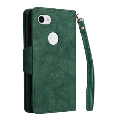 For Google Pixel 3A XL Rivet Buckle 9 Cards Three Fold Leather Phone Case(Green) - Google Cases by PMC Jewellery | Online Shopping South Africa | PMC Jewellery | Buy Now Pay Later Mobicred