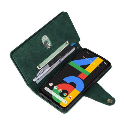 For Google Pixel 4A 4G Rivet Buckle 9 Cards Three Fold Leather Phone Case(Green) - Google Cases by PMC Jewellery | Online Shopping South Africa | PMC Jewellery | Buy Now Pay Later Mobicred