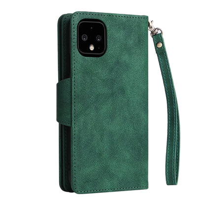 For Google Pixel 4 XL Rivet Buckle 9 Cards Three Fold Leather Phone Case(Green) - Google Cases by PMC Jewellery | Online Shopping South Africa | PMC Jewellery | Buy Now Pay Later Mobicred