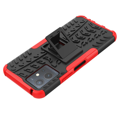 For vivo Y75 / Y55 / T1 5G Tire Texture TPU + PC Phone Case with Holder(Red) - vivo Cases by PMC Jewellery | Online Shopping South Africa | PMC Jewellery | Buy Now Pay Later Mobicred