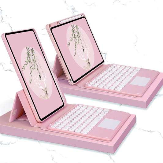 Bluetooth Keyboard Leather Case with Touchpad & Rotatable Bottom Case For iPad 10.2 2021 & 2020 & 2019 / Air 2019 / Pro 10.5 inch(Light Pink) - Universal by PMC Jewellery | Online Shopping South Africa | PMC Jewellery