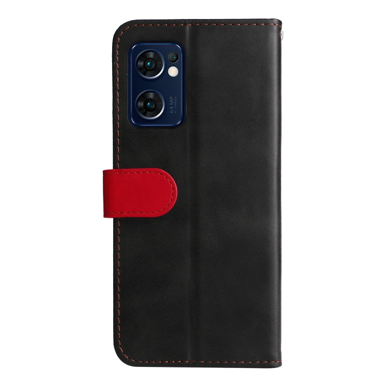 For OPPO Find X5 Lite / Reno7 5G Global Stitching-Color Flip Leather Phone Case(Red) - OPPO Cases by PMC Jewellery | Online Shopping South Africa | PMC Jewellery | Buy Now Pay Later Mobicred