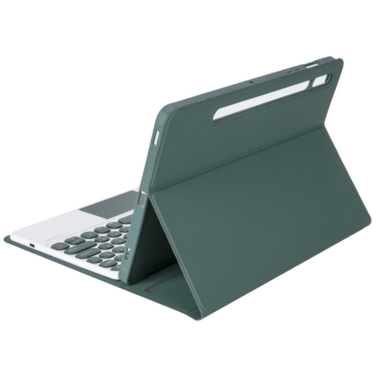 YA610B-A Candy Color Skin Feel Texture Round Keycap Bluetooth Keyboard Leather Case with Touchpad For Samsung Galaxy Tab S6 Lite 10.4 inch SM-P610 / SM-P615(Dark Green) - Samsung Keyboard by PMC Jewellery | Online Shopping South Africa | PMC Jewellery | Buy Now Pay Later Mobicred