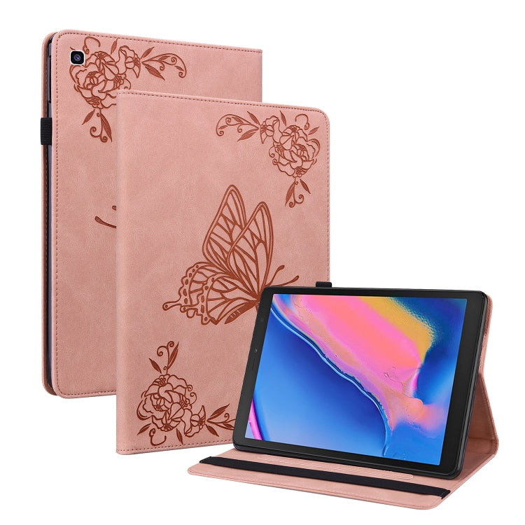 For Samsung Tab A 8.0 2019 T290/T295/T297 Butterfly Flower Embossed Leather Tablet Case(Rose Gold) - Other Galaxy Tab PC by PMC Jewellery | Online Shopping South Africa | PMC Jewellery