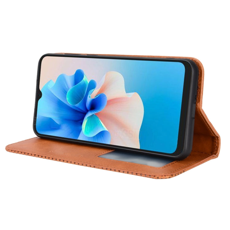 For Blackview A55 Pro Magnetic Buckle Retro Texture Leather Phone Case(Brown) - More Brand by PMC Jewellery | Online Shopping South Africa | PMC Jewellery | Buy Now Pay Later Mobicred