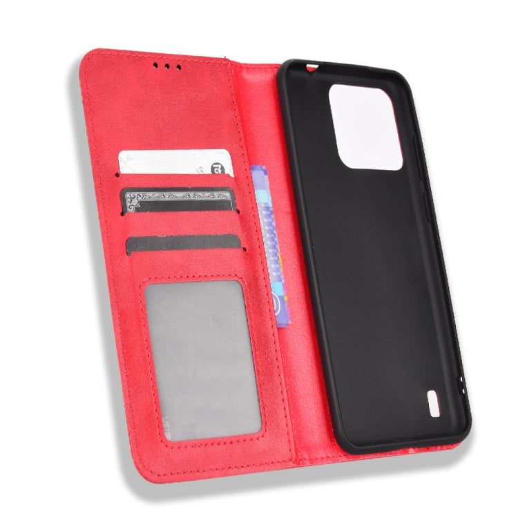 For Blackview A55 Pro Magnetic Buckle Retro Texture Leather Phone Case(Red) - More Brand by PMC Jewellery | Online Shopping South Africa | PMC Jewellery | Buy Now Pay Later Mobicred