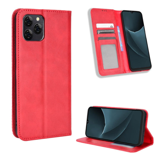 For Blackview A95 Magnetic Buckle Retro Texture Leather Phone Case(Red) - More Brand by PMC Jewellery | Online Shopping South Africa | PMC Jewellery | Buy Now Pay Later Mobicred
