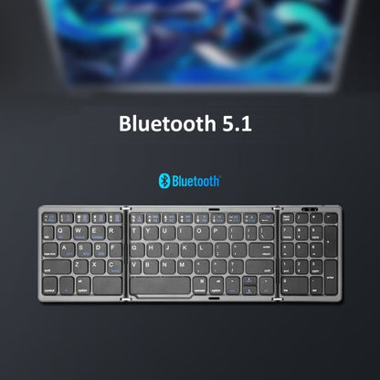 B089T Foldable Bluetooth Keyboard Rechargeable with Touchpad(Grey) - Wireless Keyboard by PMC Jewellery | Online Shopping South Africa | PMC Jewellery | Buy Now Pay Later Mobicred