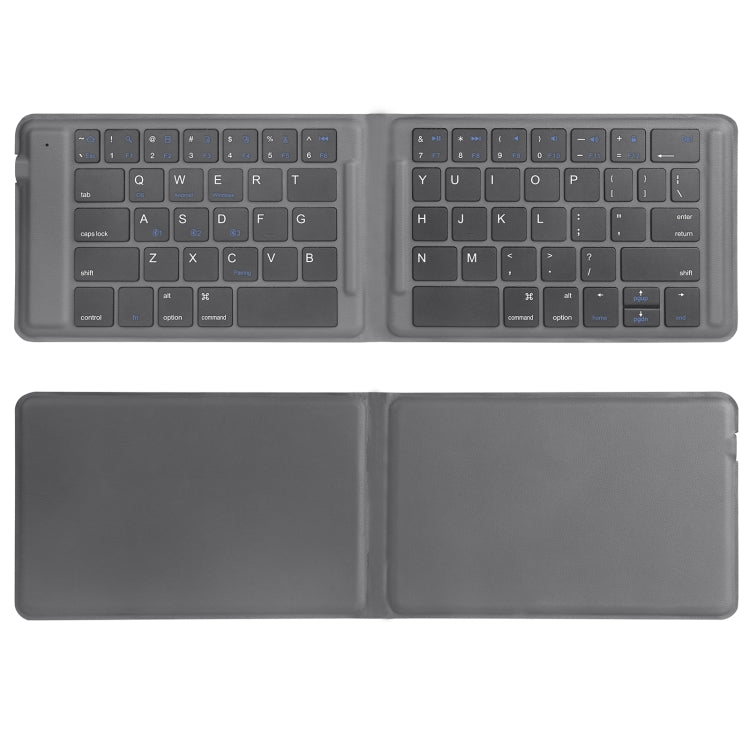 G2104 Leather Foldable Bluetooth Keyboard(Grey) - Wireless Keyboard by PMC Jewellery | Online Shopping South Africa | PMC Jewellery | Buy Now Pay Later Mobicred