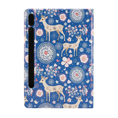 For Samsung Galaxy Tab S8 / Tab S7 Painted Voltage Pen Slot Tablet Smart Case(Blue Elk) - Galaxy Tab S8 Cases by PMC Jewellery | Online Shopping South Africa | PMC Jewellery