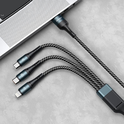 awei CL-972 Type-C / USB-C + 8 Pin + Micro USB 3 In 1 Fast Charging Data Cable, Length: 1.2m(Black) - Multifunction Cable by awei | Online Shopping South Africa | PMC Jewellery | Buy Now Pay Later Mobicred