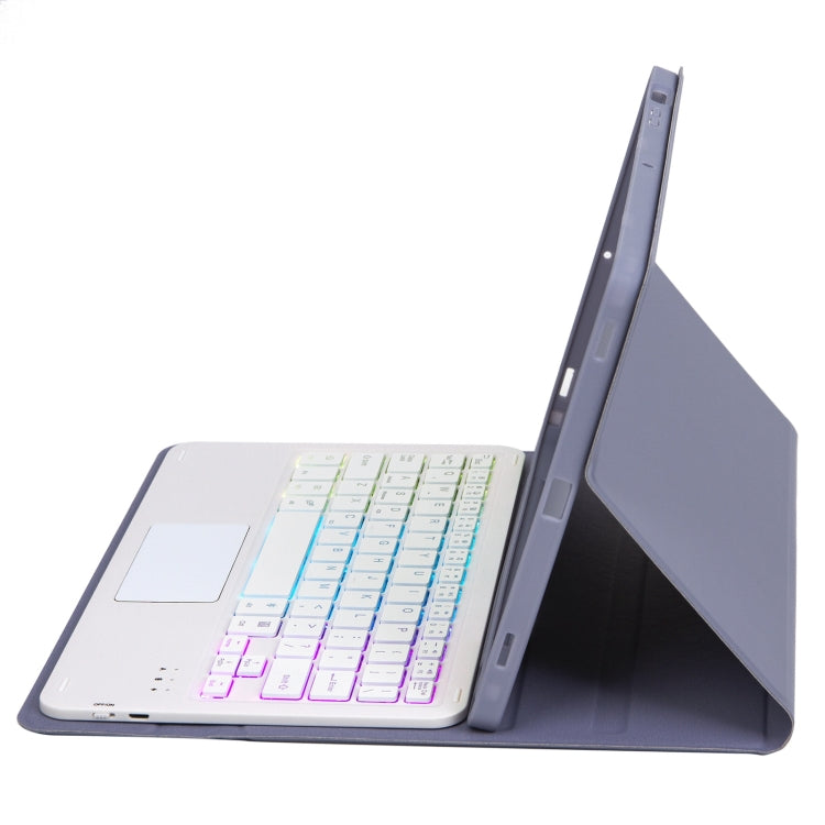 T07B-AS Skin Feel Pen Slot Touch Pad Backlight Bluetooth Keyboard Leather Tablet Case For iPad 9.7 2018&2017 / Pro 9.7 / Air 2(Purple) - For iPad Pro by PMC Jewellery | Online Shopping South Africa | PMC Jewellery | Buy Now Pay Later Mobicred