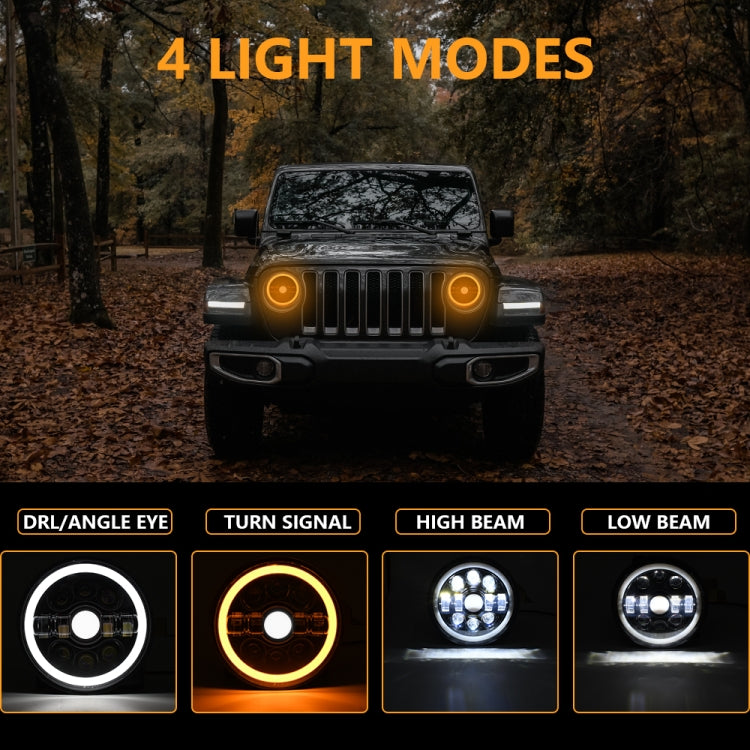 Car 7 inch Double Angel Eye Headlight - LED Headlamps by PMC Jewellery | Online Shopping South Africa | PMC Jewellery | Buy Now Pay Later Mobicred