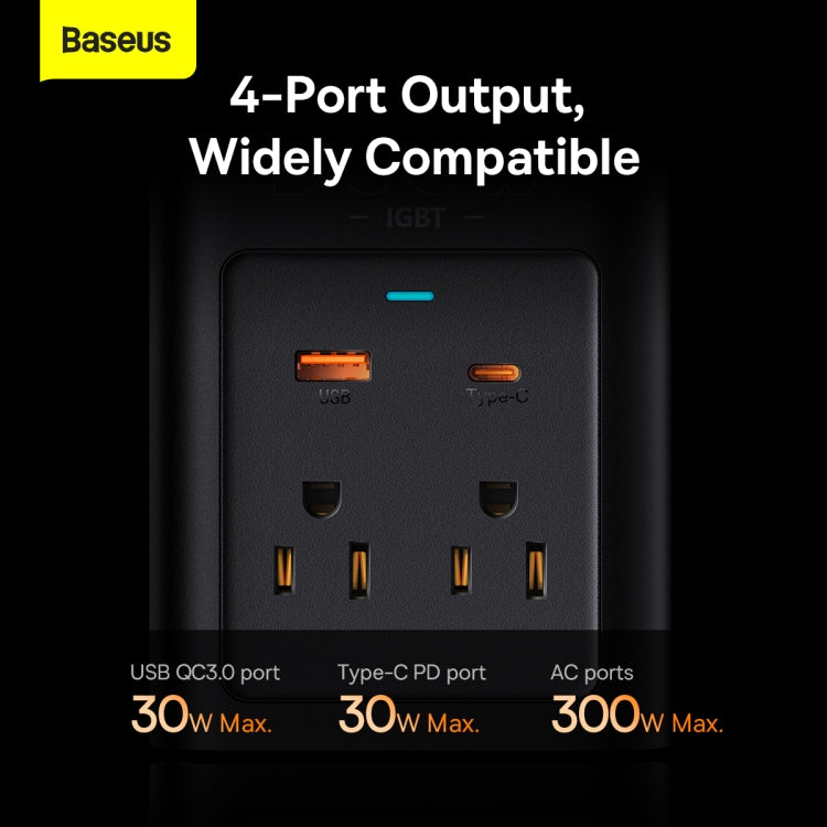 Baseus BS-CI30-01 300W IGBT Power Inverter 110V US/JP(Black) - Pure Sine Wave by Baseus | Online Shopping South Africa | PMC Jewellery | Buy Now Pay Later Mobicred