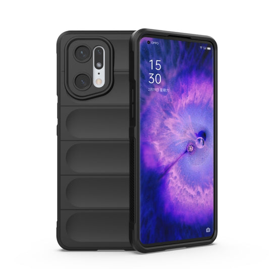 For OPPO Find X5 Pro Magic Shield TPU + Flannel Phone Case(Black) - OPPO Cases by PMC Jewellery | Online Shopping South Africa | PMC Jewellery