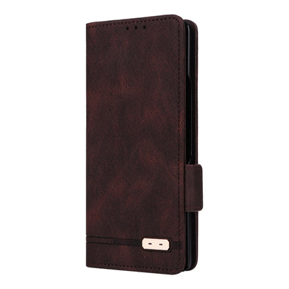 For Samsung Galaxy Z Fold2 5G Magnetic Clasp Flip Leather Phone Case(Brown) - Galaxy Phone Cases by PMC Jewellery | Online Shopping South Africa | PMC Jewellery