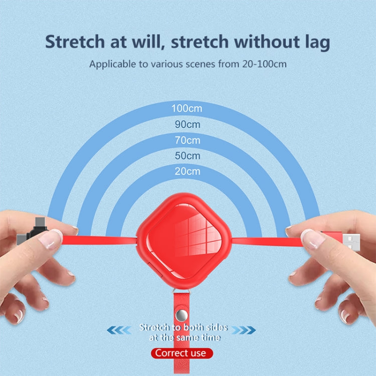 3 in 1 USB To 8 Pin + Micro USB + USB-C / Type-C Telescopic Charging Cable with Mobile Phone Holder(Red) - Multifunction Cable by PMC Jewellery | Online Shopping South Africa | PMC Jewellery | Buy Now Pay Later Mobicred