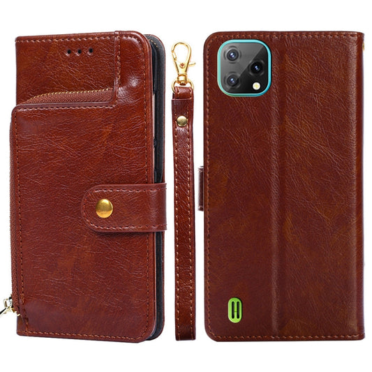 For Blackview A55 Zipper Bag Leather Phone Case(Brown) - More Brand by PMC Jewellery | Online Shopping South Africa | PMC Jewellery | Buy Now Pay Later Mobicred