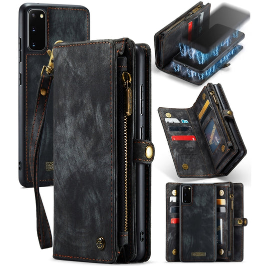 For Galaxy S20 CaseMe Detachable Multifunctional Horizontal Flip Leather Case, with Card Slot & Holder & Zipper Wallet & Photo Frame(Black) - Galaxy Phone Cases by CaseMe | Online Shopping South Africa | PMC Jewellery | Buy Now Pay Later Mobicred