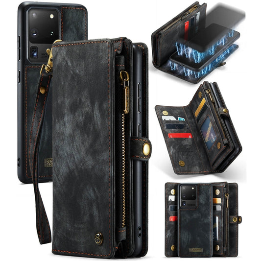 For Galaxy S20 Plus CaseMe Detachable Multifunctional Horizontal Flip Leather Case, with Card Slot & Holder & Zipper Wallet & Photo Frame(Black) - Galaxy Phone Cases by CaseMe | Online Shopping South Africa | PMC Jewellery | Buy Now Pay Later Mobicred