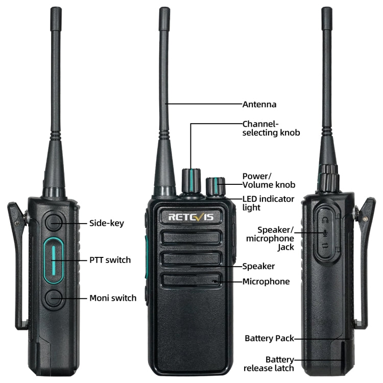 1 Pair RETEVIS RB29 FRS Free-license Two Way Radio Walkie Talkie(Black) - Handheld Walkie Talkie by RETEVIS | Online Shopping South Africa | PMC Jewellery | Buy Now Pay Later Mobicred