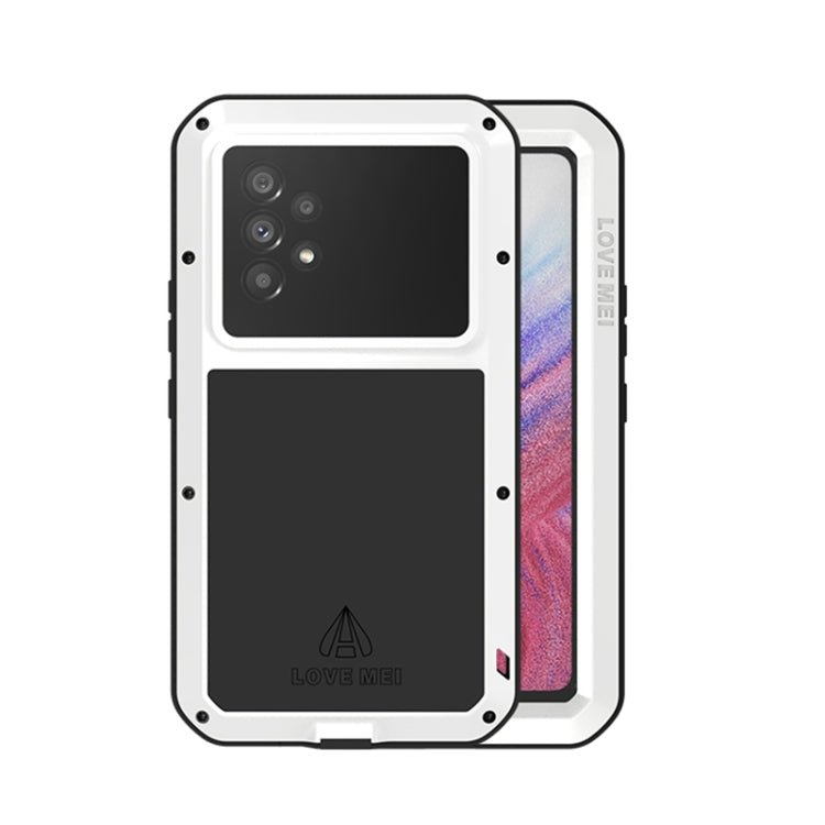 For Samsung Galaxy A53 LOVE MEI Metal Shockproof Waterproof Dustproof Protective Phone Case with Glass(White) - Galaxy Phone Cases by LOVE MEI | Online Shopping South Africa | PMC Jewellery