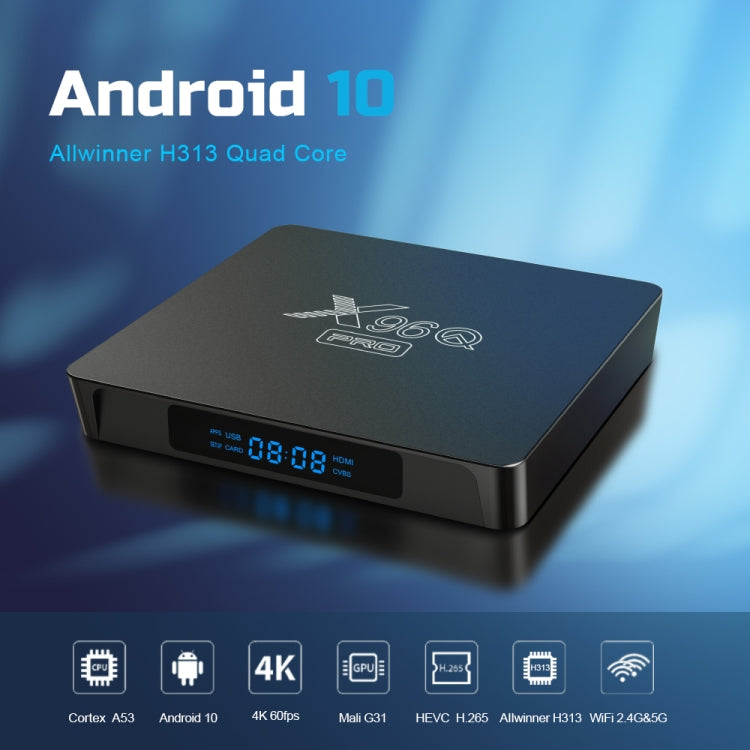 X96Q PRO 4K Smart TV BOX Android 10.0 Media Player, Allwinner H313 Quad Core ARM Cortex A53, RAM: 2GB, ROM: 16GB, Plug Type:EU Plug - Others by PMC Jewellery | Online Shopping South Africa | PMC Jewellery | Buy Now Pay Later Mobicred