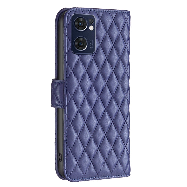 For OPPO Find X5 Lite / Reno7 5G Diamond Lattice Wallet Leather Flip Phone Case(Blue) - OPPO Cases by PMC Jewellery | Online Shopping South Africa | PMC Jewellery | Buy Now Pay Later Mobicred