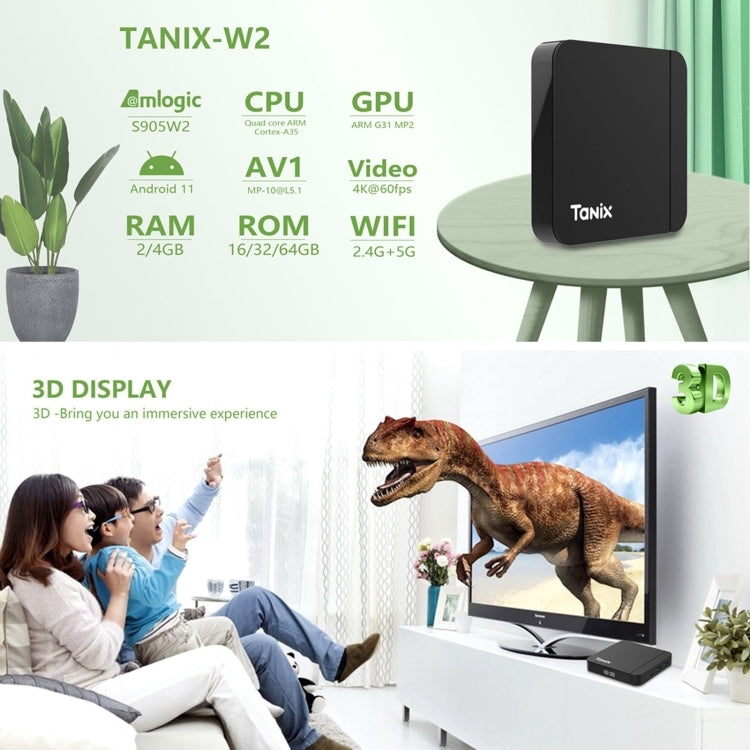 Tanix W2 Amlogic S905 Quad Core Smart TV Set Top Box, RAM:4G+64G With Dual Wifi/BT(UK Plug) - Amlogic S905 by PMC Jewellery | Online Shopping South Africa | PMC Jewellery | Buy Now Pay Later Mobicred