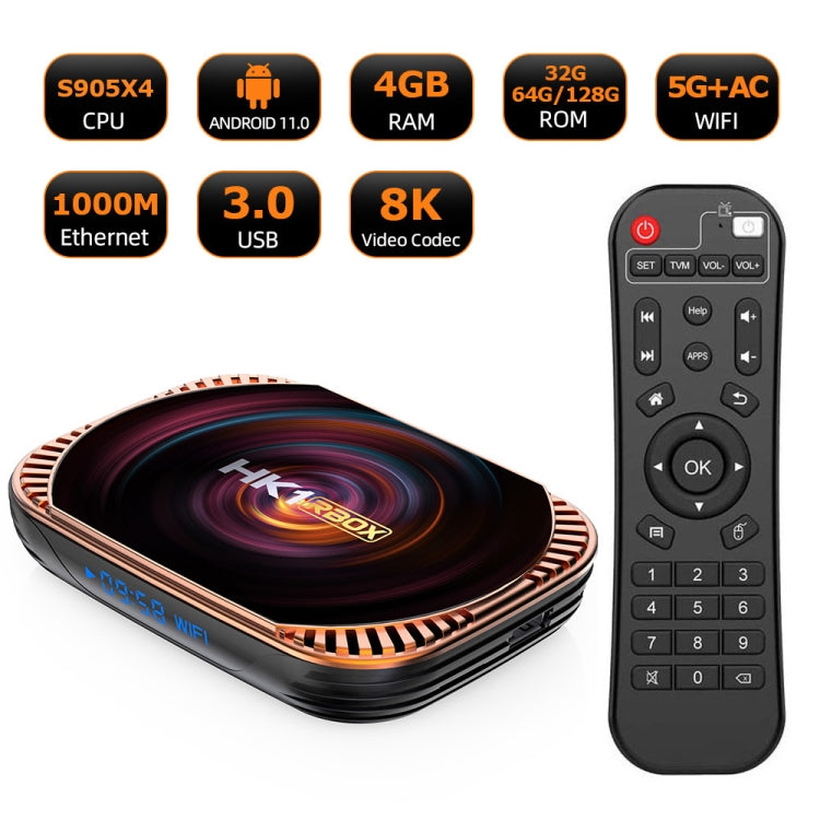 MECOOL HK1RBOX X4 4K TV Box, Android 11 Amlogic S905X4 CPU with RC 4GB+64GB(UK Plug) - Amlogic S905 by MECOOL | Online Shopping South Africa | PMC Jewellery | Buy Now Pay Later Mobicred