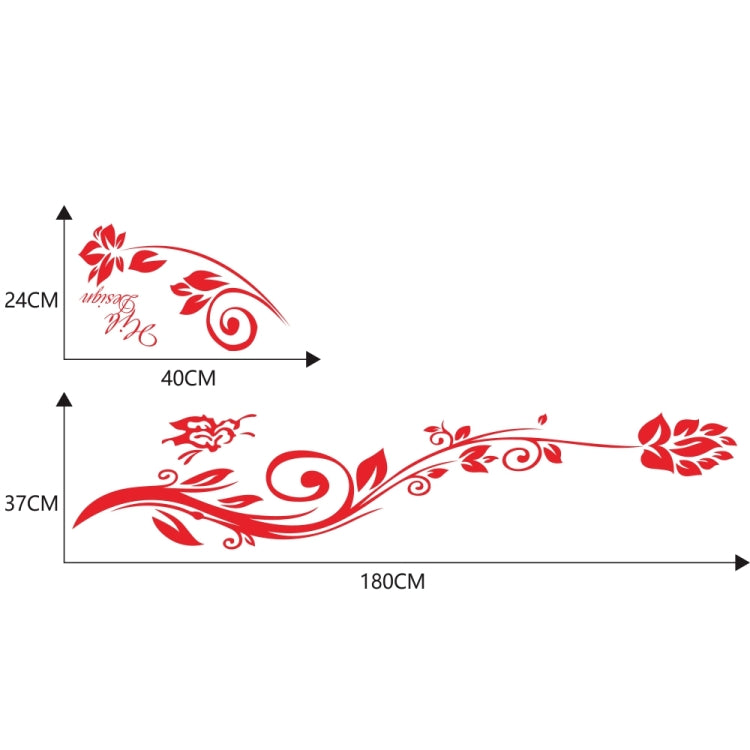 2 PCS/Set D-251 Butterfly Love Flowers Pattern Car Modified Decorative Sticker(Red) - Decorative Sticker by PMC Jewellery | Online Shopping South Africa | PMC Jewellery | Buy Now Pay Later Mobicred