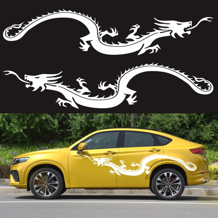 2 PCS/Set D-965 Dragon Pattern Car Modified Decorative Sticker(White) - Decorative Sticker by PMC Jewellery | Online Shopping South Africa | PMC Jewellery | Buy Now Pay Later Mobicred