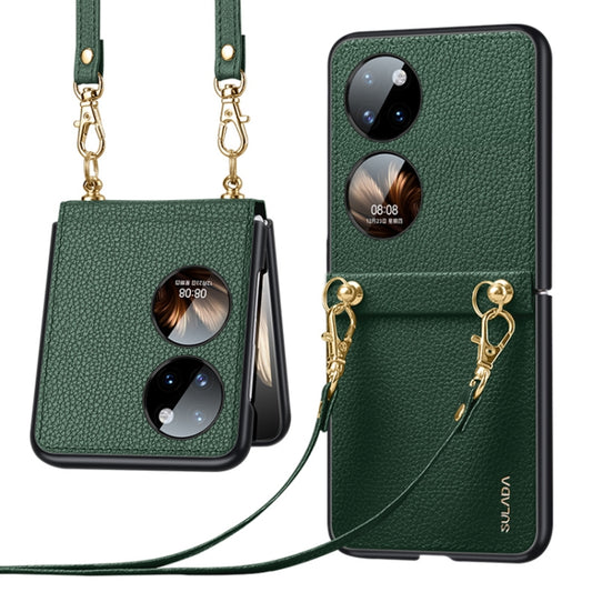 For Huawei P50 Pocket SULADA Litchi Texture Leather + TPU Phone Case with Strap(Green) - Huawei Cases by SULADA | Online Shopping South Africa | PMC Jewellery