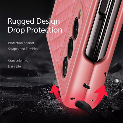 For Samsung Galaxy Z Fold3 5G DUX DUCIS Venice Series Shockproof Genuine Leather Phone Case(Pink) - Galaxy Phone Cases by DUX DUCIS | Online Shopping South Africa | PMC Jewellery | Buy Now Pay Later Mobicred