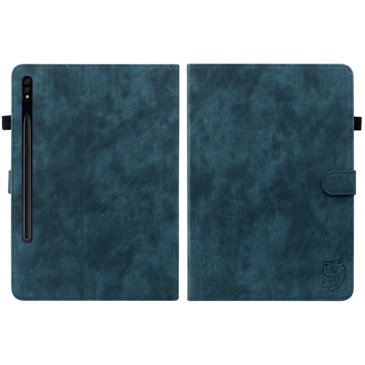 For Samsung Galaxy Tab S9+ Tiger Pattern Flip Leather Tablet Case(Dark Blue) - Galaxy Tab S9+ Cases by PMC Jewellery | Online Shopping South Africa | PMC Jewellery | Buy Now Pay Later Mobicred