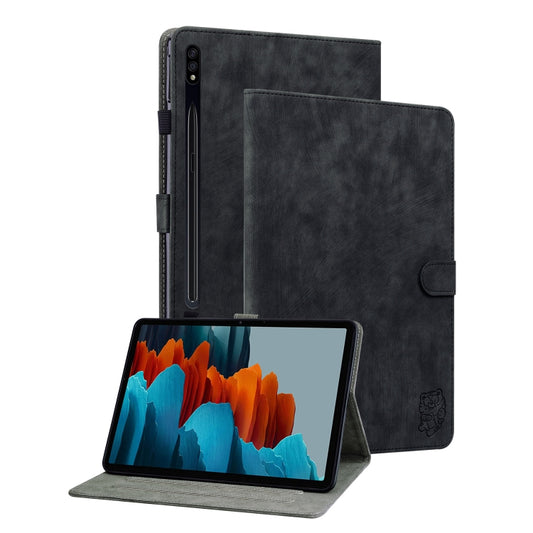 For Samsung Galaxy Tab S9+ Tiger Pattern Flip Leather Tablet Case(Black) - Galaxy Tab S9+ Cases by PMC Jewellery | Online Shopping South Africa | PMC Jewellery | Buy Now Pay Later Mobicred