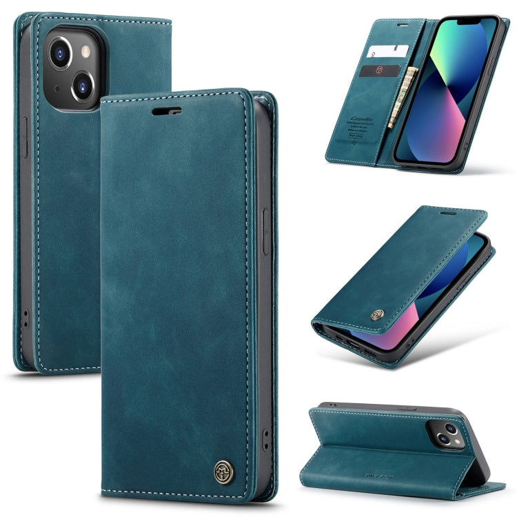 For iPhone 14 CaseMe-013 Multifunctional Retro Frosted Leather Phone Case (Blue) - iPhone 14 Cases by CaseMe | Online Shopping South Africa | PMC Jewellery | Buy Now Pay Later Mobicred